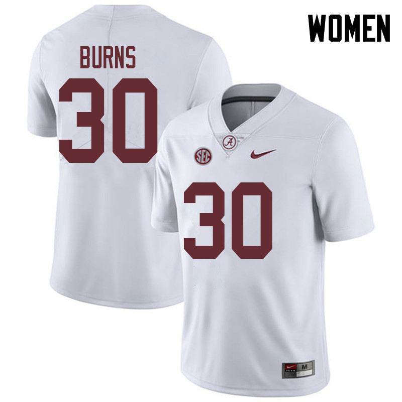 Women #30 Ryan Burns Alabama Crimson Tide College Football Jerseys Sale-White